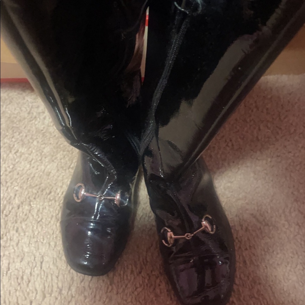 Black patent leather toddler girl gucci tall boots Size 28